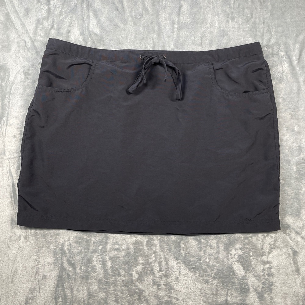 LL Bean Women's Black Nylon Supplex Skirt Elastic Waist Active Outdoor L